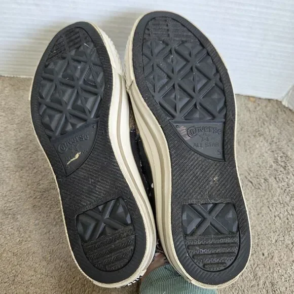 Converse Chuck Taylor All Star Patchwork Slip On Black/ Gray/ Tan Y2K Wos Size 7 - Picture 8 of 10